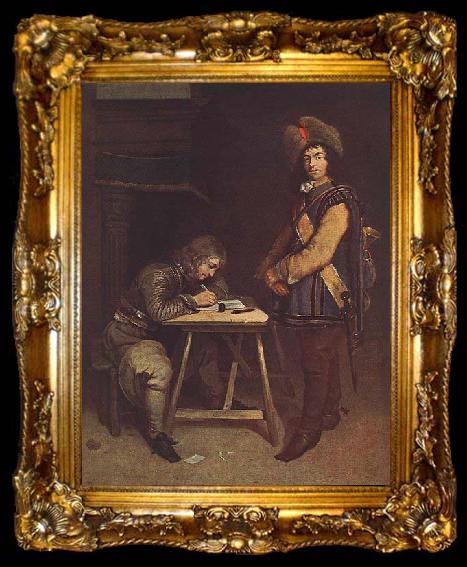 framed  TERBORCH, Gerard Officer Writing a Letter, ta009-2